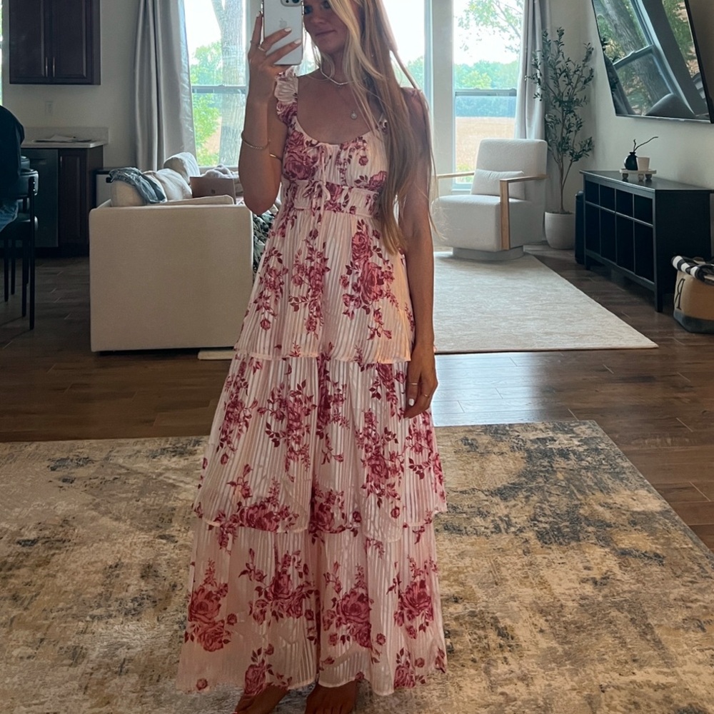 Altard state Floral Pink Maxi Dress size xs